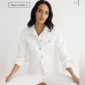 J.Crew Classic Denim Button Up Jacket in White